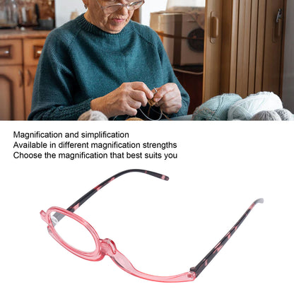 Magnifying Cosmetic Glasses Lightweight Foldable Rotating Single Lens +3.00 Pink for Women
