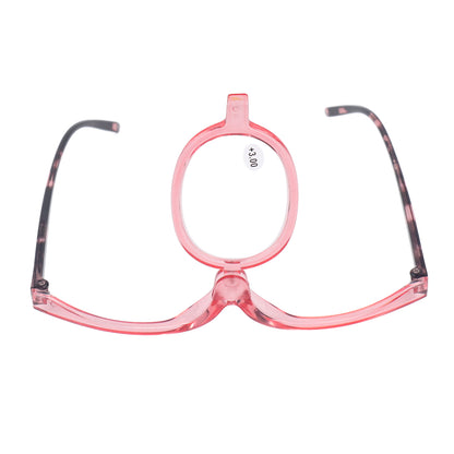 Magnifying Cosmetic Glasses Lightweight Foldable Rotating Single Lens +3.00 Pink for Women