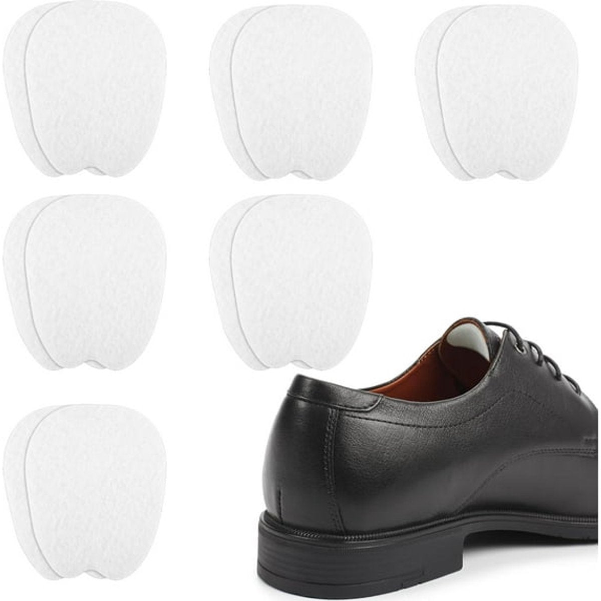 6 Double Felt Tongue Pads - Tongue Pads - Soft, Sticky Insoles - Adjustable, Unisex, Non-Slip Tongue Pads - Suitable for Loose Footwear (White)