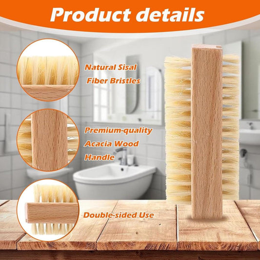 Nail cleaning brush with acacia-wood handle and light yellow natural bristles