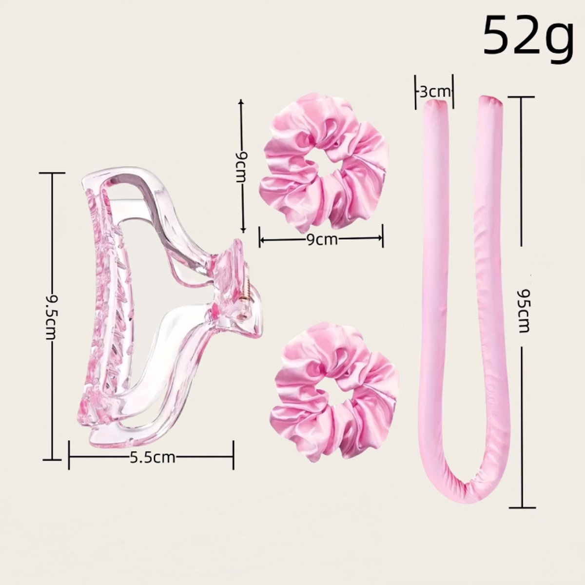 Hair Rollers - 9-Piece - Heatless Curling Iron - Heatless Curls - Curls without Heat - Includes Hair Clip and Satin Sleep Cap (Pink)