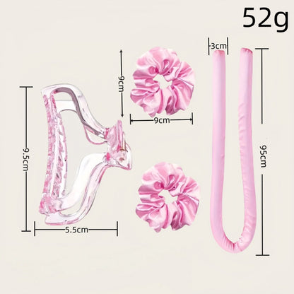 Hair Rollers - 9-Piece - Heatless Curling Iron - Heatless Curls - Curls without Heat - Includes Hair Clip and Satin Sleep Cap (Pink)