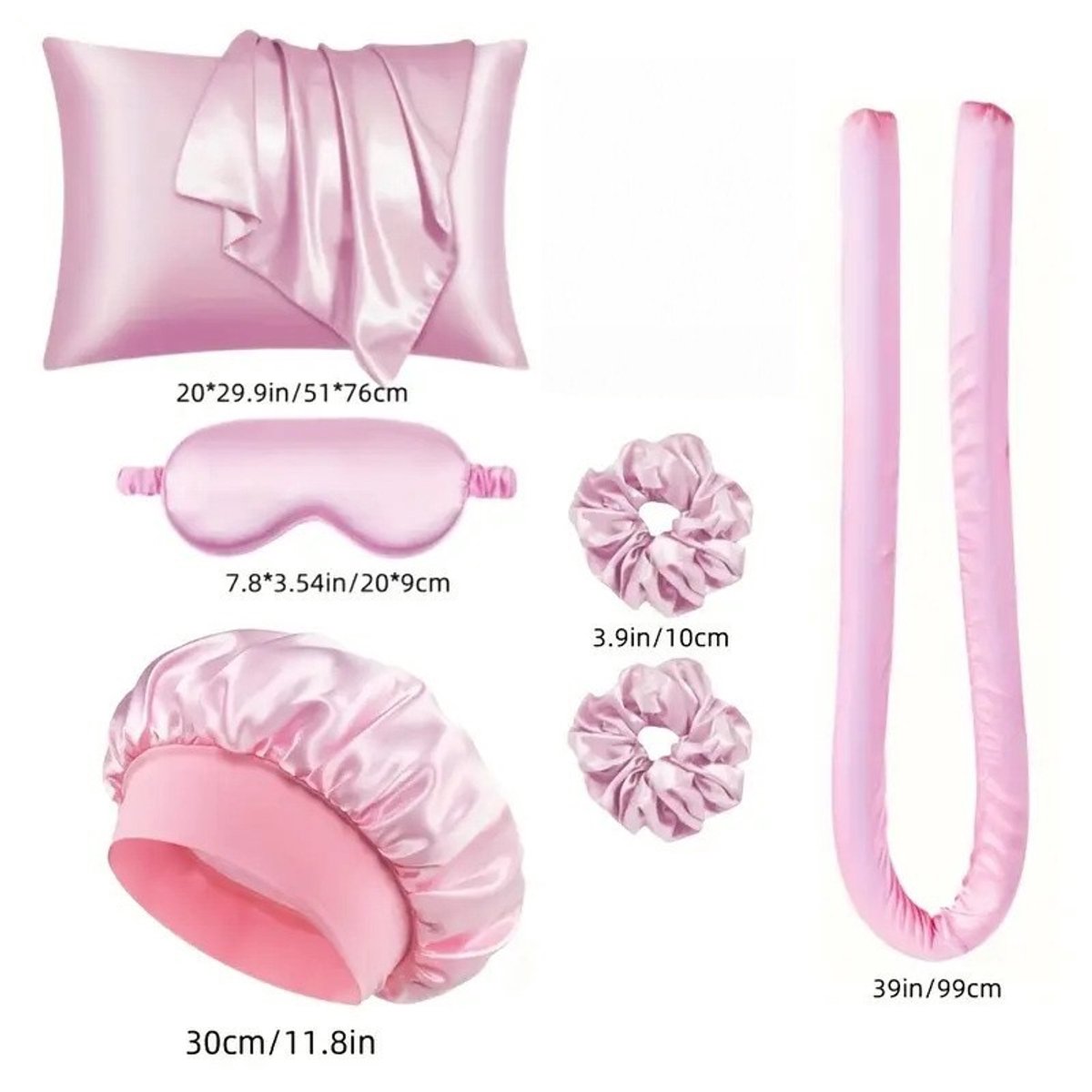 Set of 6 - Heat-Free Curling Iron - Curling Set for Home Use (Pink)