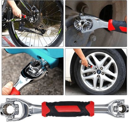 52-in-1 Socket Wrench - Adjustable Wrench - Universal Stainless Steel Wrench - Multifunctional Wrench - With 360 Degree Rotating Head - Suitable for Home, Bicycle and Car Repairs