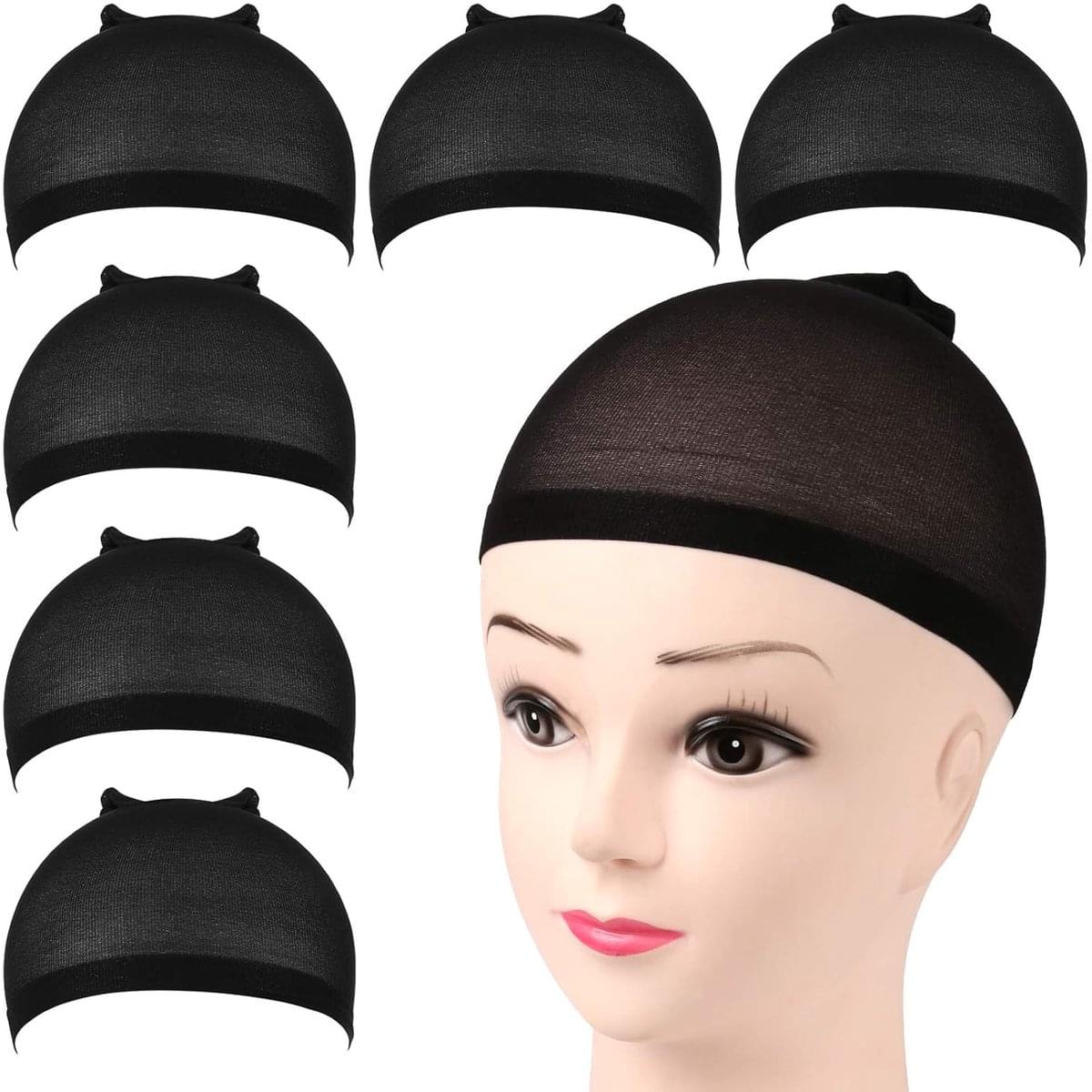 Black elastic wig cap set with small cat-ear points