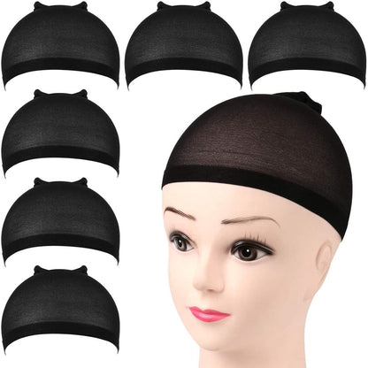 Black elastic wig cap set with small cat-ear points