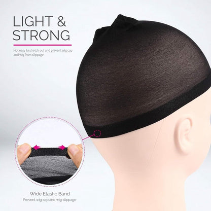Black mesh wig cap with wide elastic band
