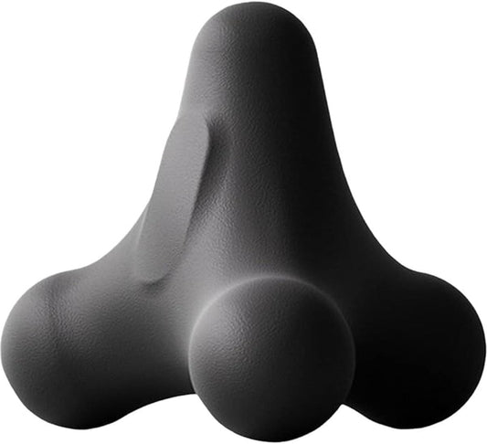 Gray three-ball massage device with textured relief points