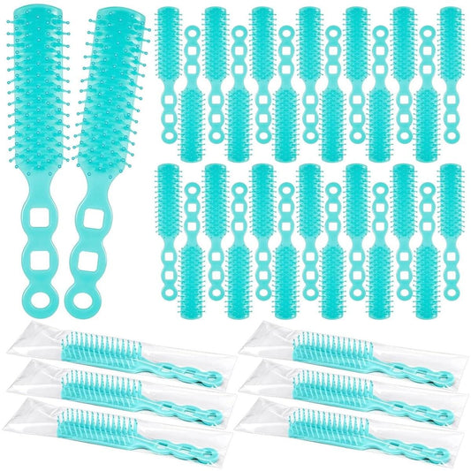 Teal vented hair brushes with nylon pins, bulk set of multiple brush units