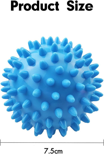 Massage Balls - (Pack of 3) - Trigger Point Massage Balls - Massage Balls with Soothing Points - Pointed Balls - Hedgehog Balls - Trigger Point Exercise Balls - For massaging leg, shoulder, hip and foot muscles (Blue/Black 7.5 cm)