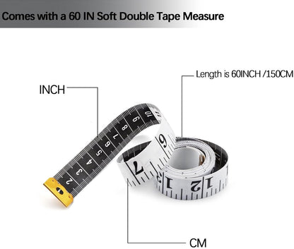 Measuring Tape - 3-Pack - Extendable Measuring Tape - Double-Sided Flexible Measuring Tape - Suitable for Measuring Body Sizes - 60 Inches (1.5 Meters) - Can Be Used for Sewing Fabrics, Making Clothes, Etc. (Macaron Blue, Pink, Green)