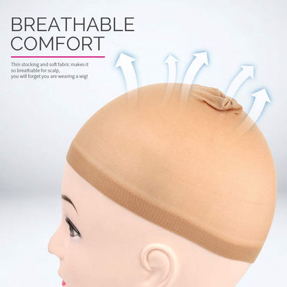 5-piece set - light brown - elastic - wig cap