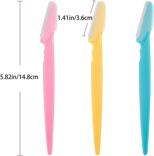Pastel eyebrow shavers with safety guards and tapered handles
