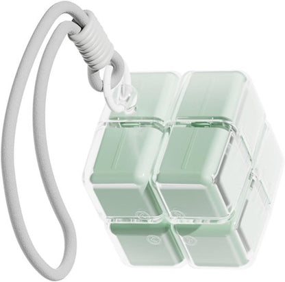 Medicine box - 7-day medicine box - Weekly pill box - Portable pill box for travel - Easy to open - 8 compartments - For storing vitamins and medicines - Green