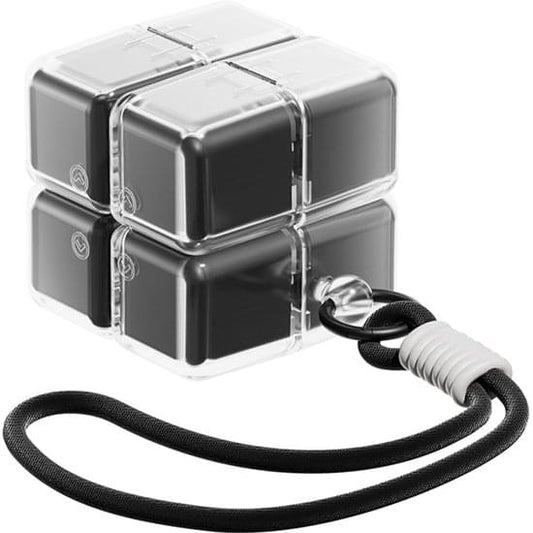 Black 7-day pill organizer case with transparent lid and carrying strap