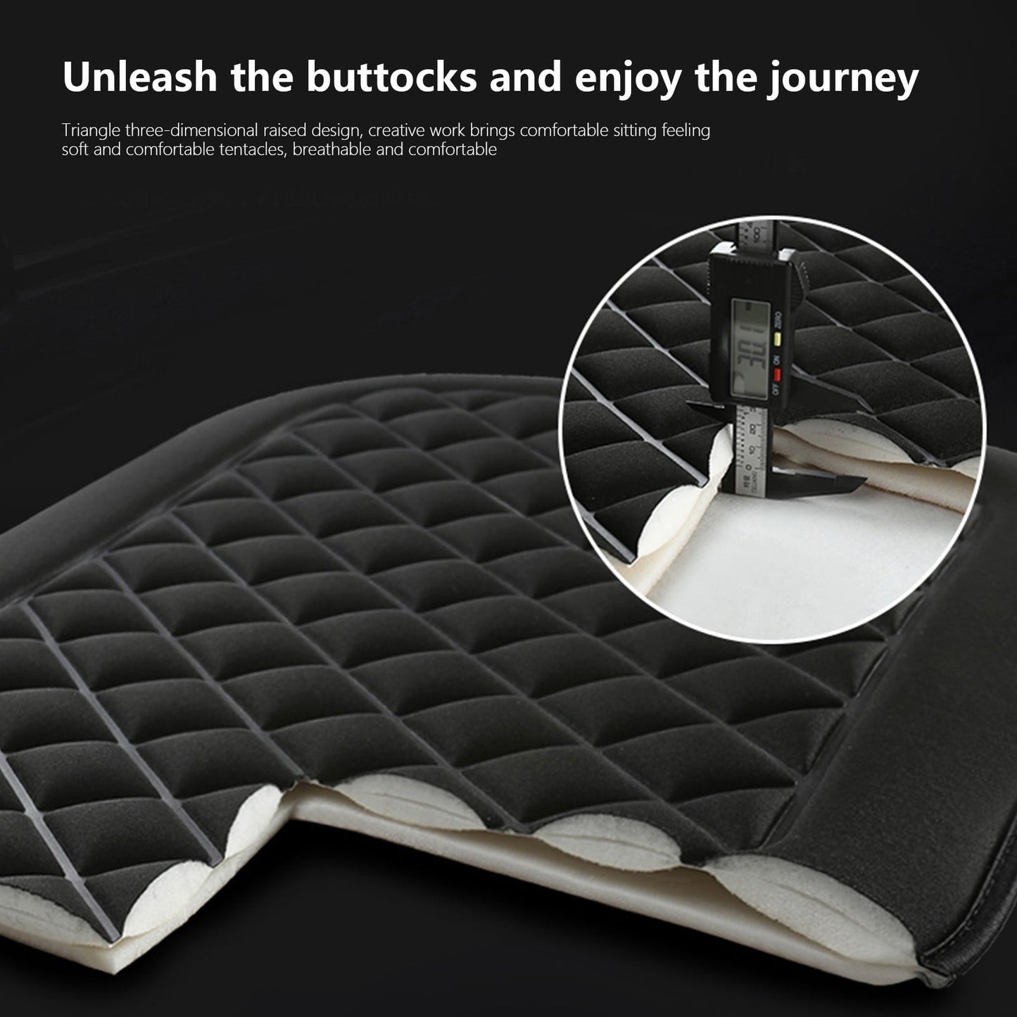 Car Seat Cushion, Driver Seat Cushion with Comfort Memory Foam & Non-Slip Rubber Bottom, Car Seat Pad Works with 95% of Vehicles and Office Chair or Home 44x48cm/17.32x18.9 inches Gray