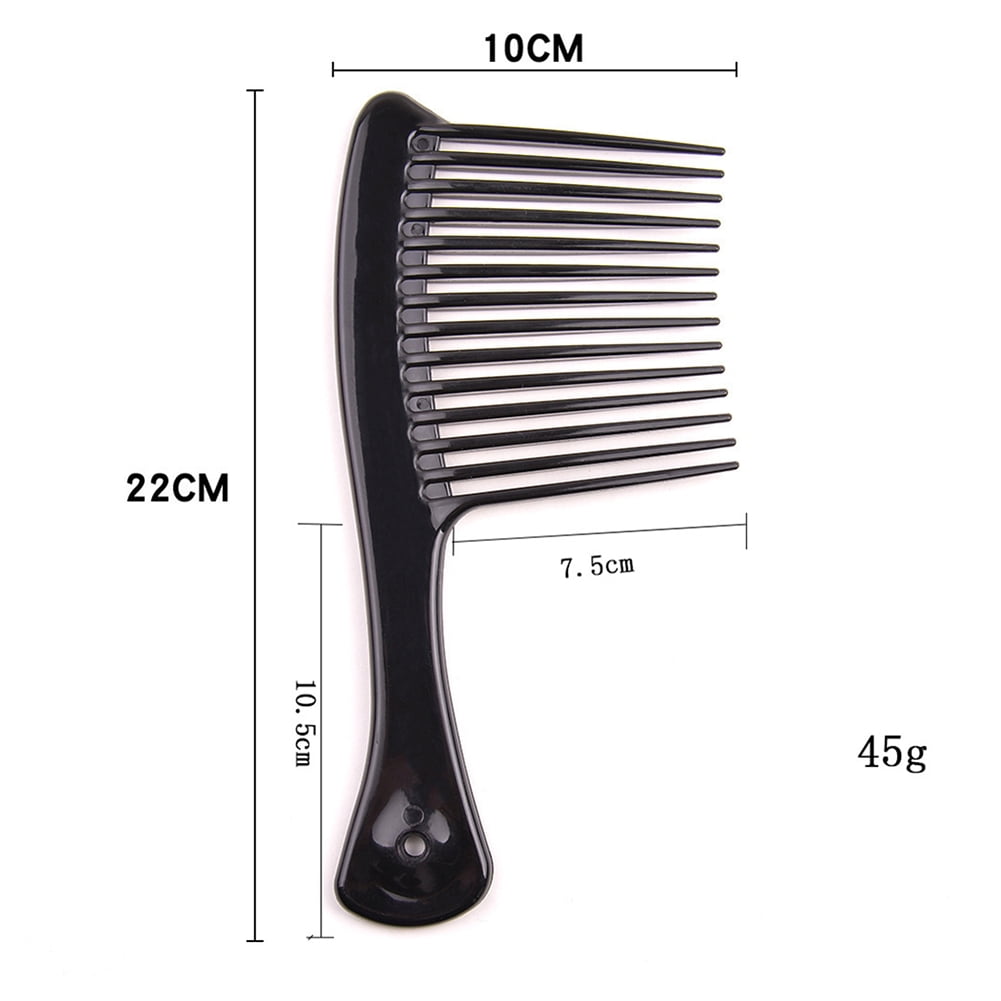 Large Wide Tooth Comb Handle Detangling Reduce Hair Loss Brush Tool (Black) Black