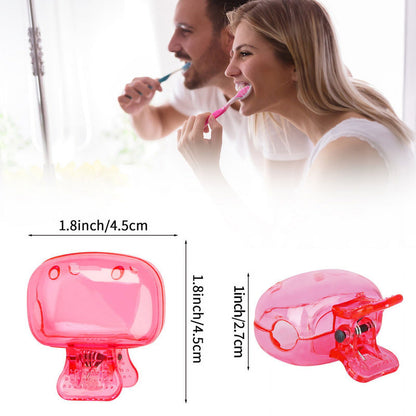 4 Pack Travel Toothbrush Head Covers Portable Toothbrush Protector Cap Brush Pod Case Protective Plastic Clip for Household Travel, Camping, Bathroom, School, Business Red, Green, Pink, Clear