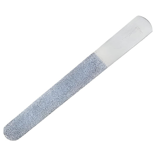 Metal foot nail file with diamond-grit edge, full-length handheld design
