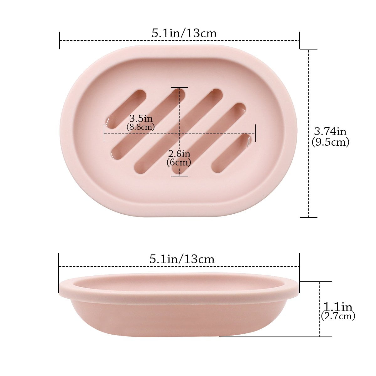 2-Pack Soap Dish with Drain, Soap Holder, Soap Saver, Easy Cleaning, Dry, Stop Mushy Soap (Gray) Pink