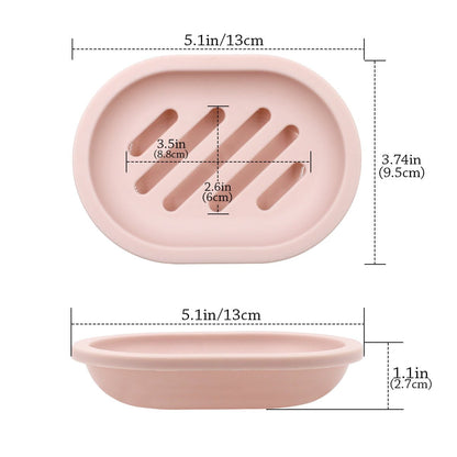 2-Pack Soap Dish with Drain, Soap Holder, Soap Saver, Easy Cleaning, Dry, Stop Mushy Soap (Gray) Pink