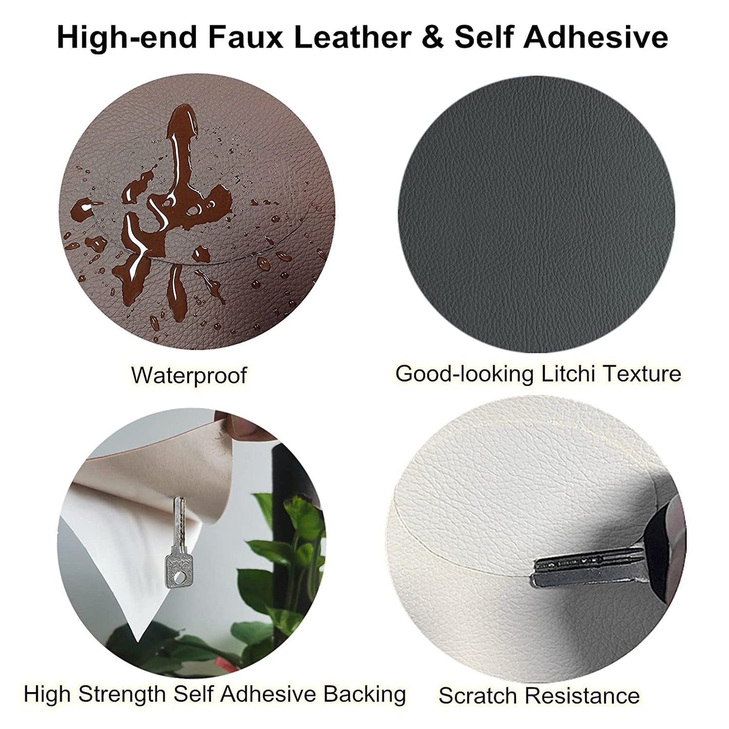 Miaochuan 3 x 60 Inch Self Adhesive Leather Repair Patch Tape, and Leather Repair Kit for Couches, Furniture, Car Seat, Boat Seat, Sofa, Upholstery, Chair, Interior(Ivory Brown) 3" x 60" Dark Red