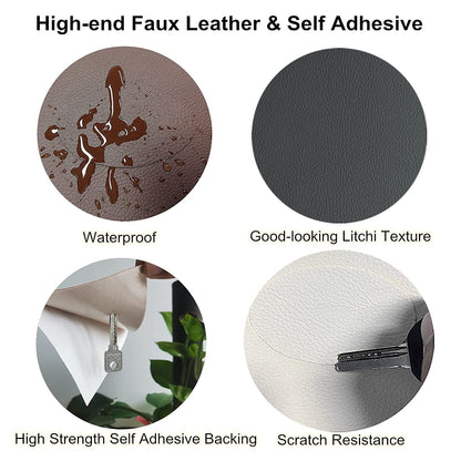 Miaochuan 3 x 60 Inch Self Adhesive Leather Repair Patch Tape, and Leather Repair Kit for Couches, Furniture, Car Seat, Boat Seat, Sofa, Upholstery, Chair, Interior(Ivory Brown) 3" x 60" Ivory