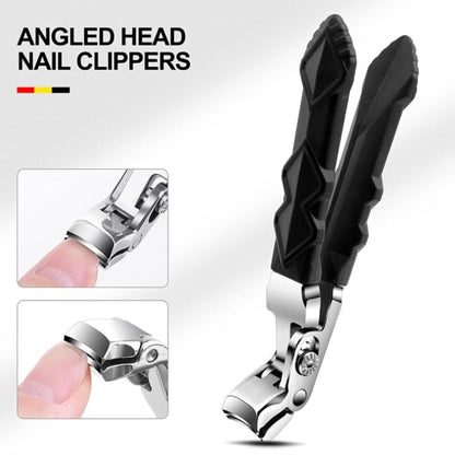 Nail Clippers, Long Handle Ergonomic Angled Head Senior Toenail Clipper, Toe Nail Clippers for Thick Nails, Ultra Sharp Stainless Nail Clipper with Catcher for Men Women 1 Nail Clipper + Nail File + Container Bag