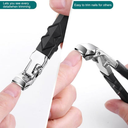 Nail Clippers, Long Handle Ergonomic Angled Head Senior Toenail Clipper, Toe Nail Clippers for Thick Nails, Ultra Sharp Stainless Nail Clipper with Catcher for Men Women 1 Nail Clipper + Nail File + Container Bag