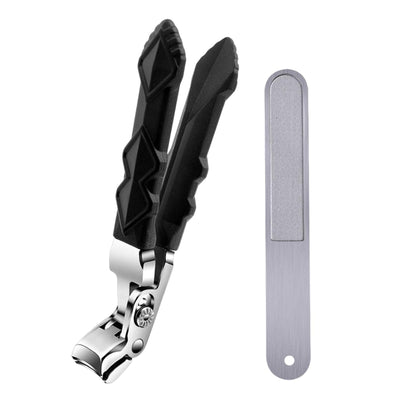 Nail Clippers, Long Handle Ergonomic Angled Head Senior Toenail Clipper, Toe Nail Clippers for Thick Nails, Ultra Sharp Stainless Nail Clipper with Catcher for Men Women 1 Nail Clipper + Nail File + Container Bag