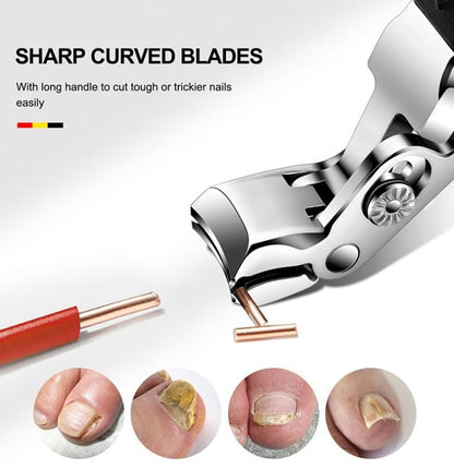 Nail Clippers, Long Handle Ergonomic Angled Head Senior Toenail Clipper, Toe Nail Clippers for Thick Nails, Ultra Sharp Stainless Nail Clipper with Catcher for Men Women Multicolor