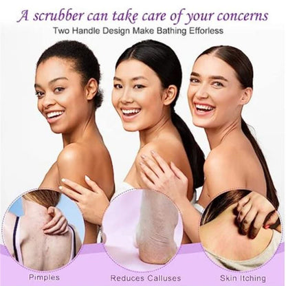 Tyidzon Exfoliating Back Scrubber with Handles, 17.7 Inch Double-Sided Back Exfoliator Body Scrub Towel, Exfoliating Washcloth Bath Tool for Use in Shower, Back Washer to Clean Your Skin for Women Yellow