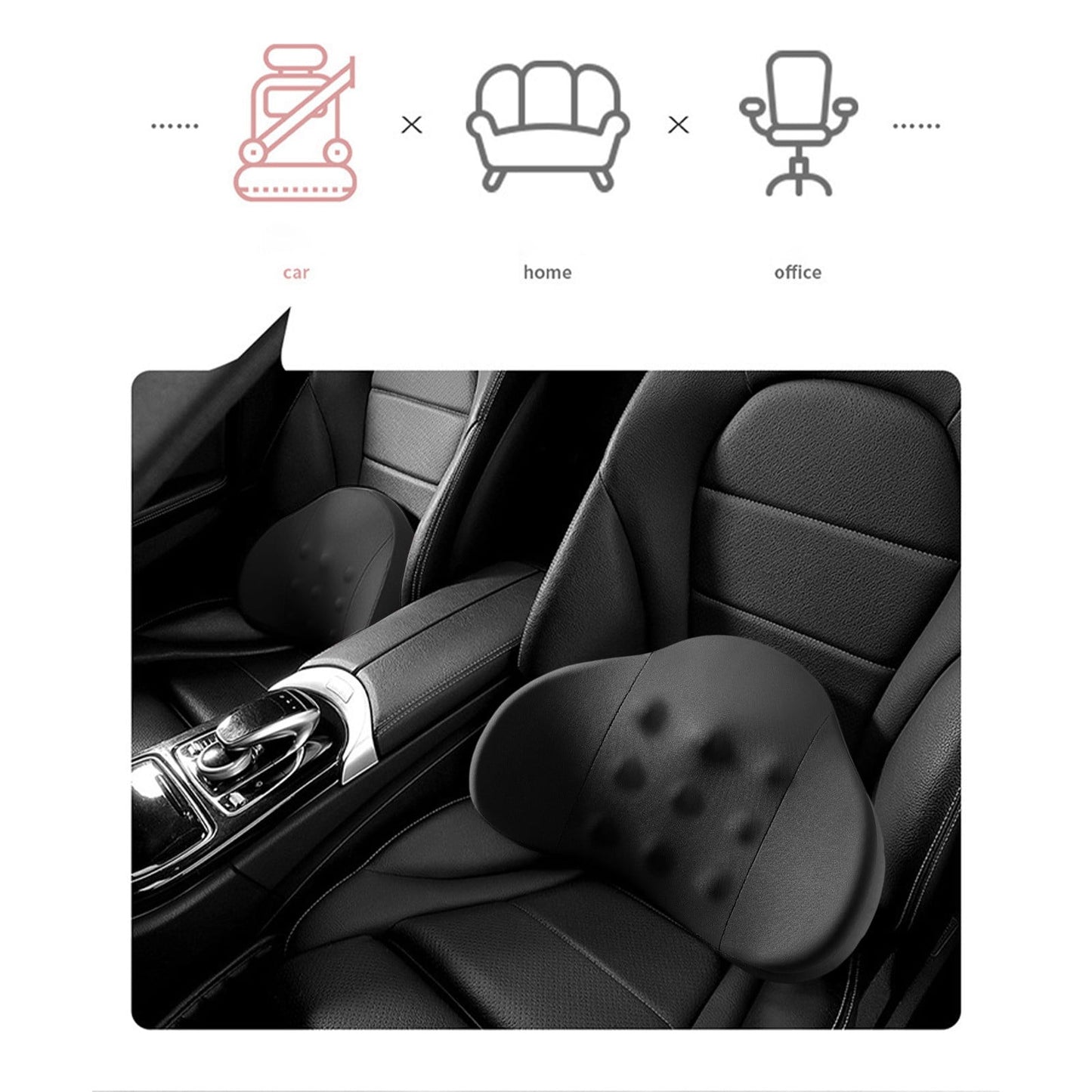 LSLJS Lumbar Cushion Memory Foam Lumbar Support Pillow for Car - Mid/Lower Back Support Cushion - for Car Seat, Office Chair, Car Lumbar Support Cute Car Pandas Lumbar Pillow Car Interior Supplies A-Dark Gray