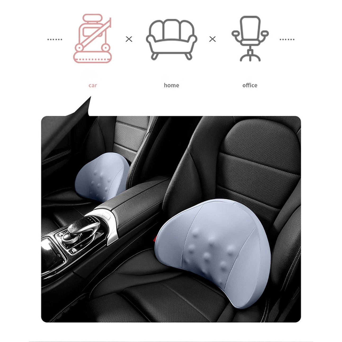 LSLJS Lumbar Cushion Memory Foam Lumbar Support Pillow for Car - Mid/Lower Back Support Cushion - for Car Seat, Office Chair, Car Lumbar Support Cute Car Pandas Lumbar Pillow Car Interior Supplies A-Light Blue