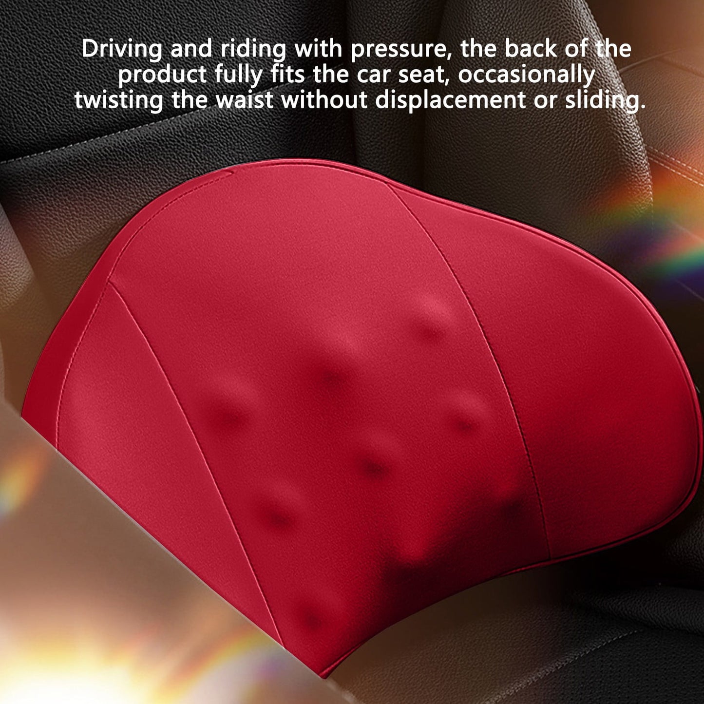 LSLJS Lumbar Cushion Memory Foam Lumbar Support Pillow for Car - Mid/Lower Back Support Cushion - for Car Seat, Office Chair, Car Lumbar Support Cute Car Pandas Lumbar Pillow Car Interior Supplies A-Red