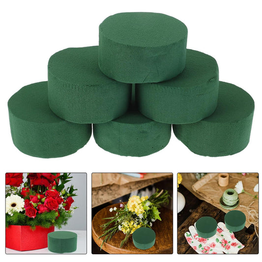 Green foam flower arrangement blocks, set of 10 cylindrical pieces