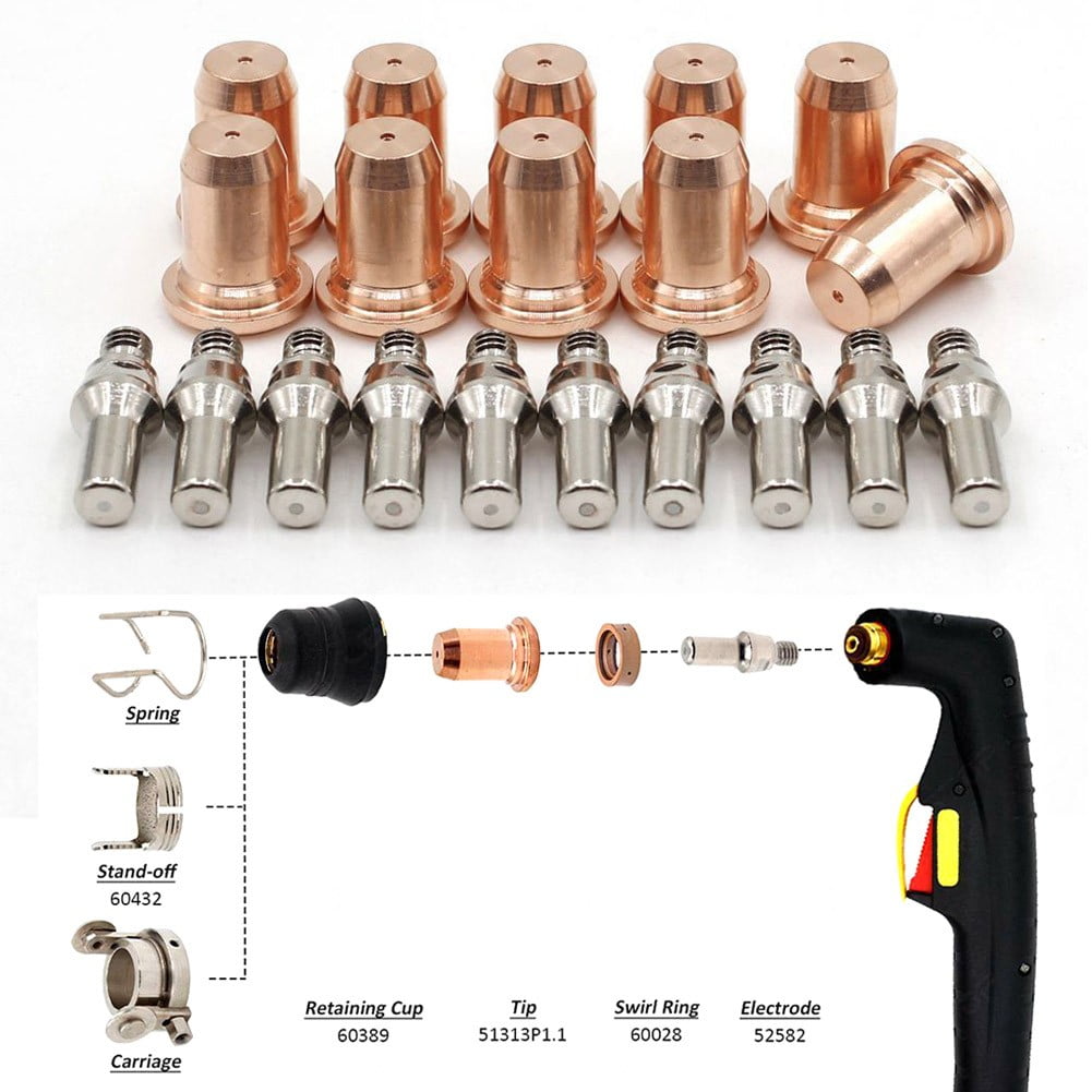 20Pcs Plasma Electrode Mt52582 Tips Nozzles Mt51313P1.1 For Pt60 Cutting Torch