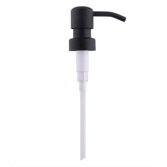 Liquid foundation pump with black head and clear tube, curved spout