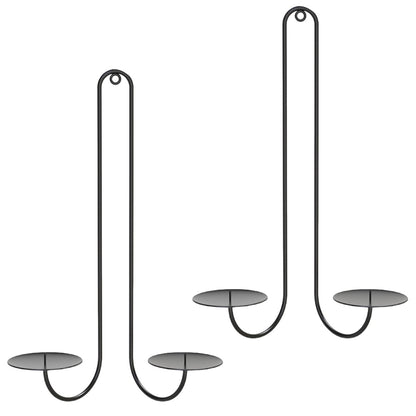 2 pc Wall Mounted Hanging Candle Holder Candlestick Sconces Black Wall Decor