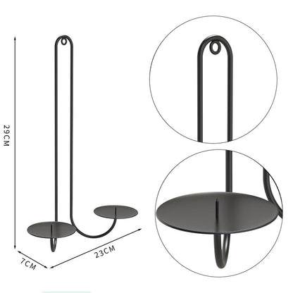 2 pc Wall Mounted Hanging Candle Holder Candlestick Sconces Black Wall Decor