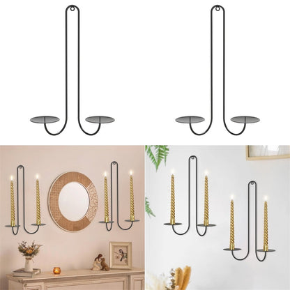 2 pc Wall Mounted Hanging Candle Holder Candlestick Sconces Black Wall Decor