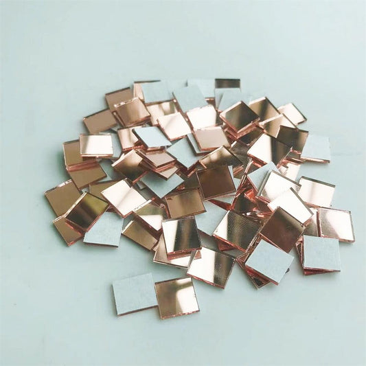 Rose gold mini square mirror tile stickers, self-adhesive mosaic pieces