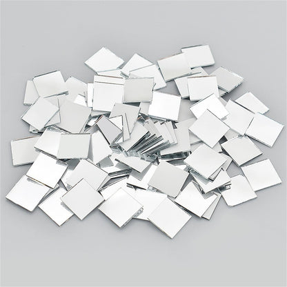 100Pcs Self-Adhesive Real Glass Mini Square Mirror Mosaic Tiles Sticker Bathroom Diy Handmade Craft Home Decoration 10X10Mm Rose gold