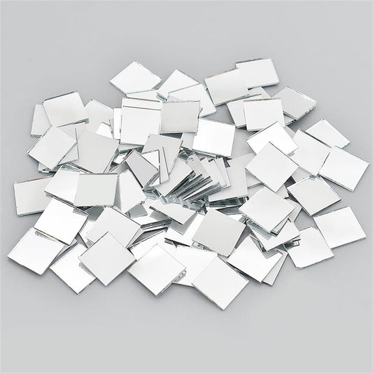 Silver mini square mirror tile stickers, self-adhesive mosaic pieces