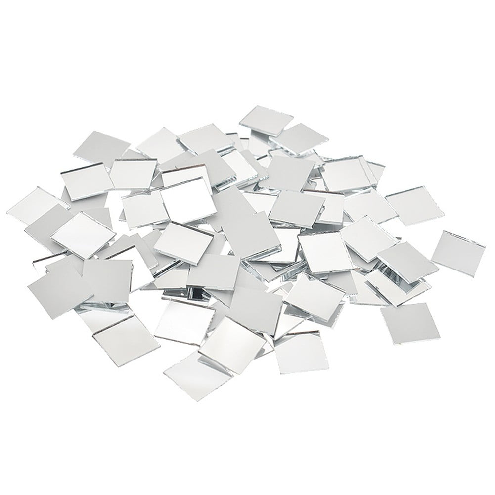 100Pcs Self-Adhesive Real Glass Mini Square Mirror Mosaic Tiles Sticker Bathroom Diy Handmade Craft Home Decoration 10X10Mm Rose gold