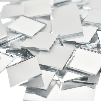 100Pcs Self-Adhesive Real Glass Mini Square Mirror Mosaic Tiles Sticker Bathroom Diy Handmade Craft Home Decoration 10X10Mm Rose gold