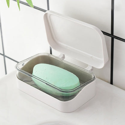 Bar Soap Holder Dish 1 Pack for Shower, Travel Soap Case with Lid for Gym, Camping Essentials, Travel Size Toiletries, Portable, Leakproof 4.72" x 3.14" x 1.77" Blue/1 Pcs