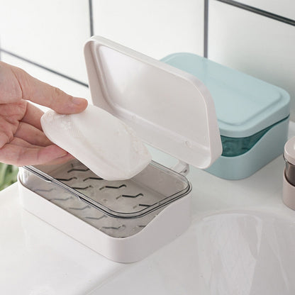 Bar Soap Holder Dish 1 Pack for Shower, Travel Soap Case with Lid for Gym, Camping Essentials, Travel Size Toiletries, Portable, Leakproof 4.72" x 3.14" x 1.77" Blue/1 Pcs