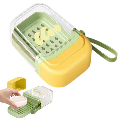 Bar Soap Holder Dish 1 Pack for Shower, Travel Soap Case with Lid for Gym, Camping Essentials, Travel Size Toiletries, Portable, Leakproof 4.25" x 2.87" Green/1 Pcs