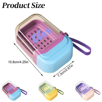 Bar Soap Holder Dish 1 Pack for Shower, Travel Soap Case with Lid for Gym, Camping Essentials, Travel Size Toiletries, Portable, Leakproof 4.25" x 2.87" Green/1 Pcs